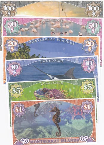 Montserrat Island, 1 Dollar, 5 Dollars, 10 ... 