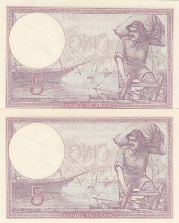 France, 5 francs, 1933, UNC, p72e, (Total 2 ... 