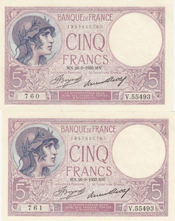 France, 5 francs, 1933, ... 