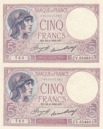France, 5 Francs, 1933, ... 