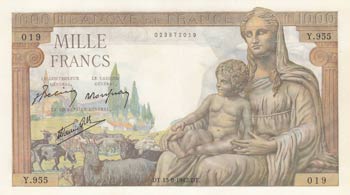 France, 1000  Francs, ... 