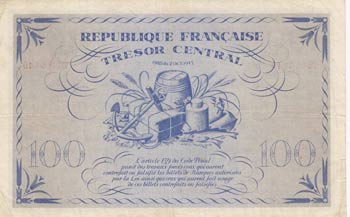 France, Tresor Central, 100 Francs, 1943, ... 