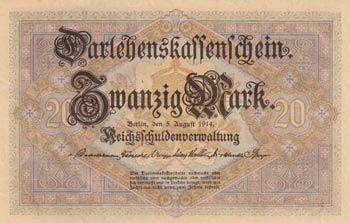 Germany, 20 Mark, 1914, UNC, p48b
