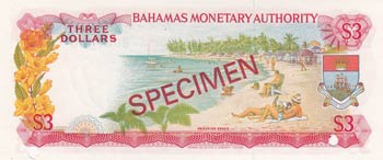 Bahamas, 3 Dollars, 1968, UNC, p28s, SPECIMEN