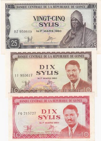 Guinea, 10 Sylis (2) and ... 