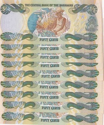 Bahamas, 50 Cents, 2001, UNC, p68, (Total 9 ... 
