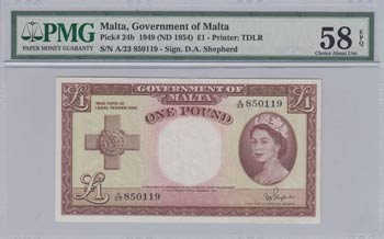 Malta, 1 Dollar, 1954, ... 