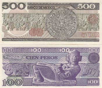 Mexico, 100 Pesos and 500 Pesos, 1982-1983, ... 