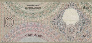 Netherlands, 10 Gulden, 1944, VF (+), p59
