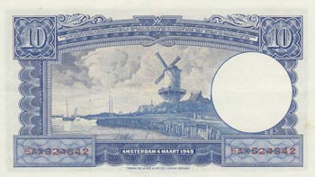 Netherlands, 10 Gulden, 1945, XF (+), p75b