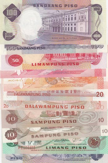 Philippines, 1 Peso, 5 Pesos, 10 Pesos (2), ... 