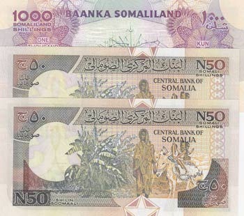 Somaliland, 50 Shillings (2) and 1000 ... 