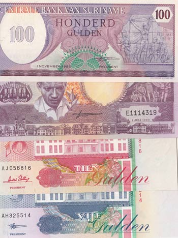 Suriname, 5 Gulden, 10 ... 
