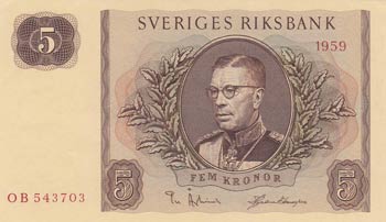 Sweden, 5 Kronor, 1959, ... 