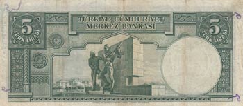 Turkey, 5 Lira, 1937, FINE / VF, p127
