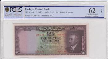 Turkey, 2,5 Lira, 1947, ... 