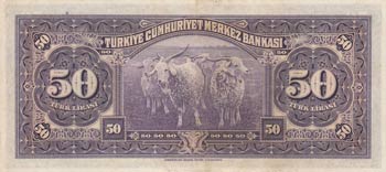 Turkey, 50 Lira, 1942, AUNC, p142