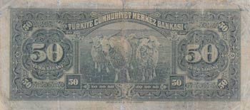 Turkey, 50 Lira, 1947, POOR, p142A 