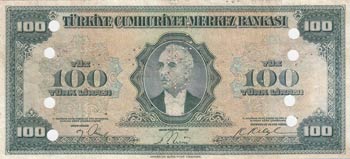Turkey, 100 Lira, 1952, ... 