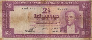 Turkey, 2 1/2 Lira, ... 