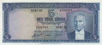 Turkey, 5 Lira, 1952, ... 
