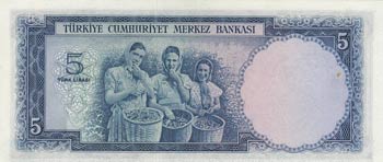 Turkey, 5 Lira, 1952, AUNC, p154