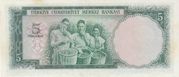 Turkey, 5 Lira, 1959, AUNC, p155