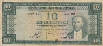 Turkey, 10 Lira, 1952, ... 