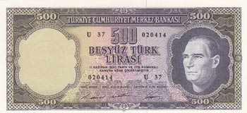 Turkey, 500 Lira, 1968, ... 