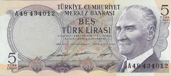 Turkey, 5 Lira, 1968, ... 