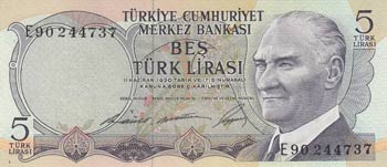 Turkey, 5 Lira, 1968, ... 
