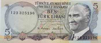 Turkey, 5 Lira, 1976, UNC, p185, (Total 75 ... 