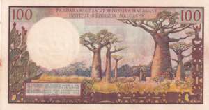Madagascar, 100 Francs, 1966, AUNC(-), p57a