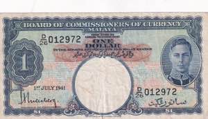 Malaya, 1 Dollar, 1941, ... 