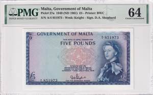 Malta, 5 Pounds, 1961, ... 