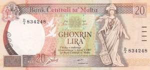 Malta, 20 Liri, 1989, ... 