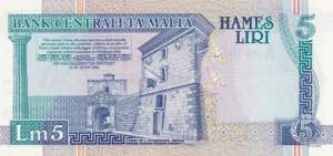 Malta, 5 Liri, 1994, AUNC, p46d
