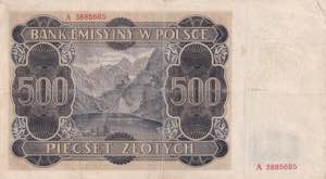 Poland, 500 Zlotych, 1940, VF, p98