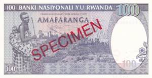 Rwanda, 100 Francs, 1989, UNC, p19s, SPECIMEN