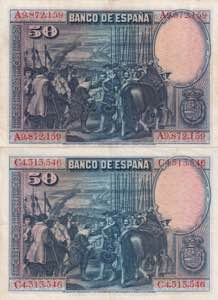 Spain, 50 Pesetas, 1928, XF, p75, (Total 2 ... 