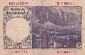 Spain, 25 Pesetas, 1946, XF(-), p130a