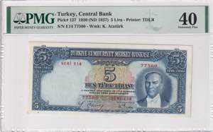 Turkey, 5 Lira, 1937, ... 