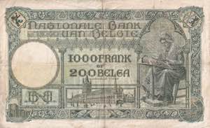 Belgium, 1.000 Francs=200 Belgas, 1935, VF, ... 