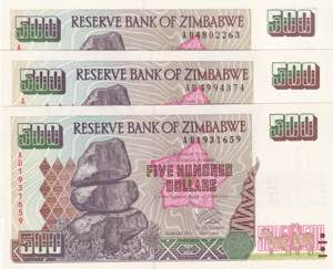 Zimbabwe, 500 Dollars, ... 