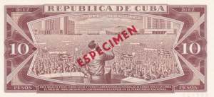 Cuba, 10 Pesos, 1978, UNC, p104s, SPECIMEN