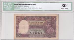 India, 5 Rupees, 1937, ... 