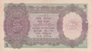 India, 5 Rupees, 1937/1943, XF, 
