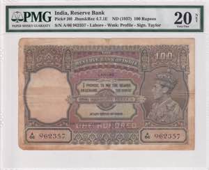 India, 100 Rupees, 1937, ... 