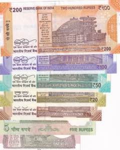 India, 1-5-10-20-50-100-200 Rupees, ... 