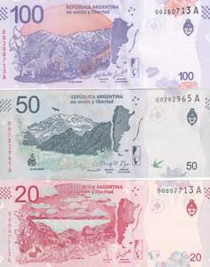 Argentina, 20-50-100 Pesos, 2017/2018, UNC, ... 